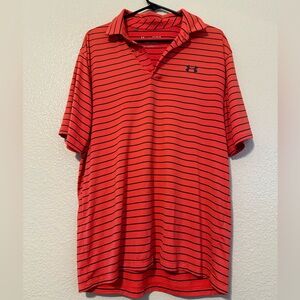 Under Armour Red and Black Striped Polo Shirt